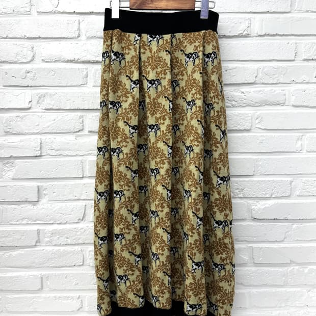 Gu x undercover 애니멀패턴 니트 롱스커트