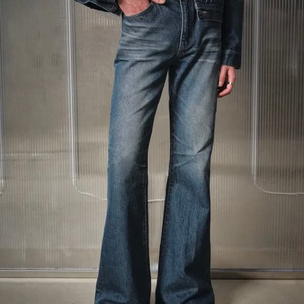 엘무드 잔느 플레어 데님 프렌치 블루 44 청바지 lmood