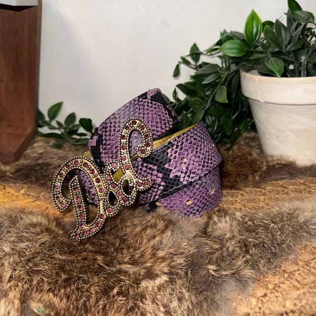 Dolce & Gabbana purple python cubic belt