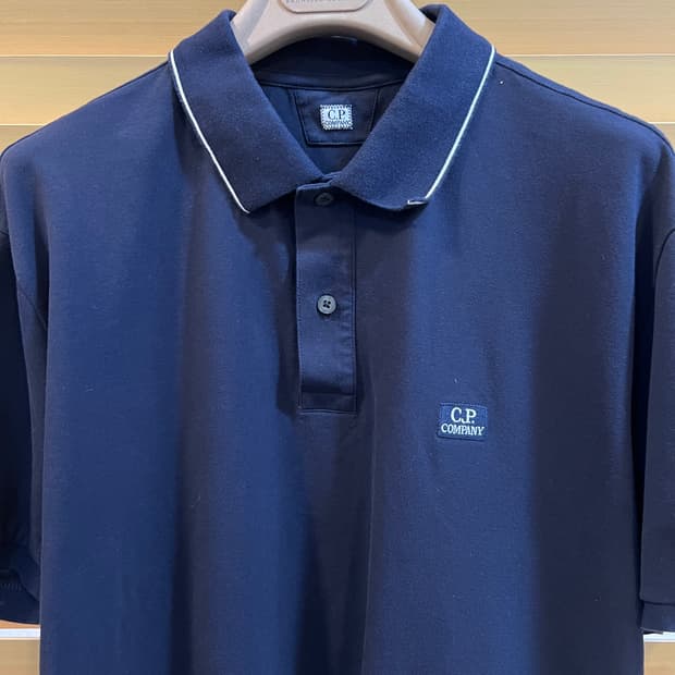 CP컴퍼니 남성 네이비 PK카라반팔티셔츠 