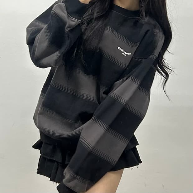 디스이즈네버뎃 스트라이프 맨투맨 스웻 셔츠(L)