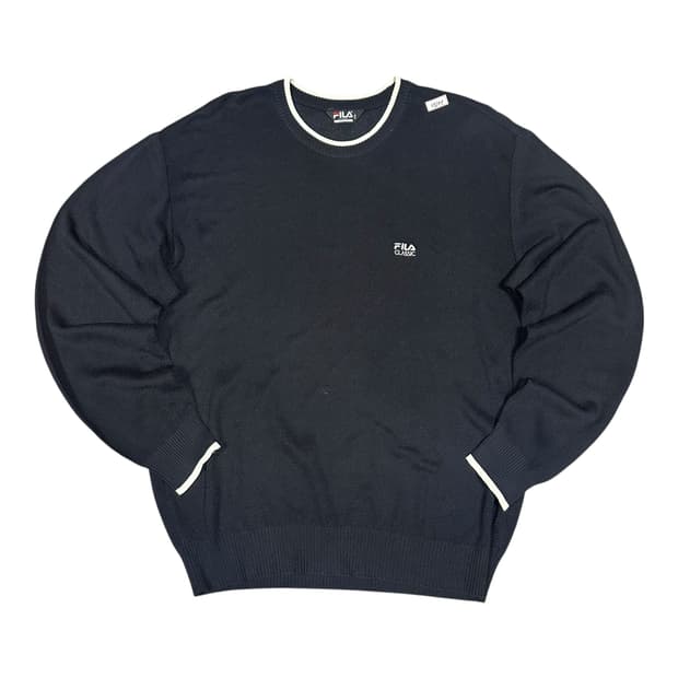 ✨ (바배) 휠라 클래식 블랙 니트 맨투맨 