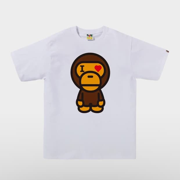 베이프 하트 베이비 마일로 티셔츠 화이트 2XL XXL