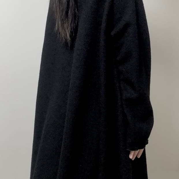 빈티지 울 플레어 코트 가디건 블랙