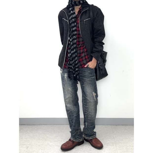 빈티지 Nylaus 더블 웨이스트 데님 팬츠