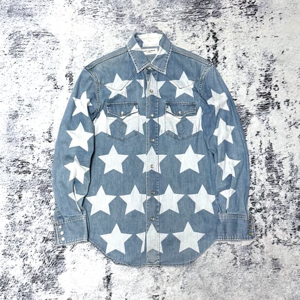 생로랑 16fw 스타 데님 셔츠 s