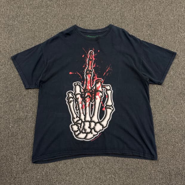 XL) Kreepsville 666 빈티지 스컬 프린팅 반팔 티셔츠