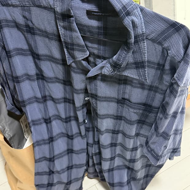 해칭룸 레귤러 셔츠 오버다이드 체크 블루 4사이즈