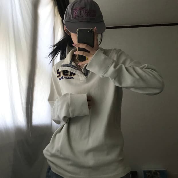 아베크롬비 아이보리 반집업