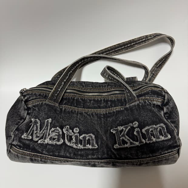 마뗑킴 워시드 데님 더플백 블랙