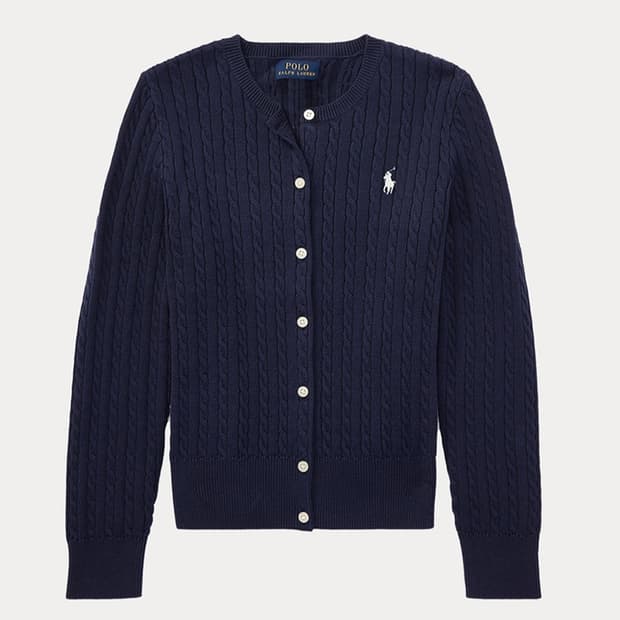폴로 랄프로렌 걸즈 케이블 니트 가디건 헌터네이비