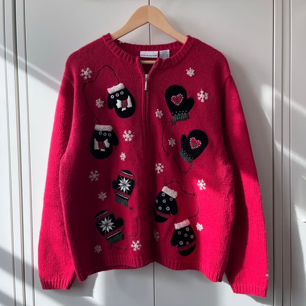 Croft&barrow 크리스마스 장갑 앙고라 니트 가디건