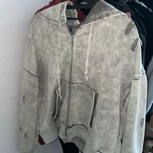 빈티지 더티 워싱 후드집업 