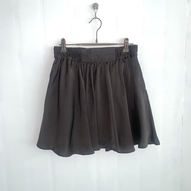Deep Brown Satin Flare Mini Skir