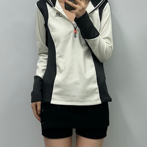 살로몬 오래오배색 플리스 반집업 후드티