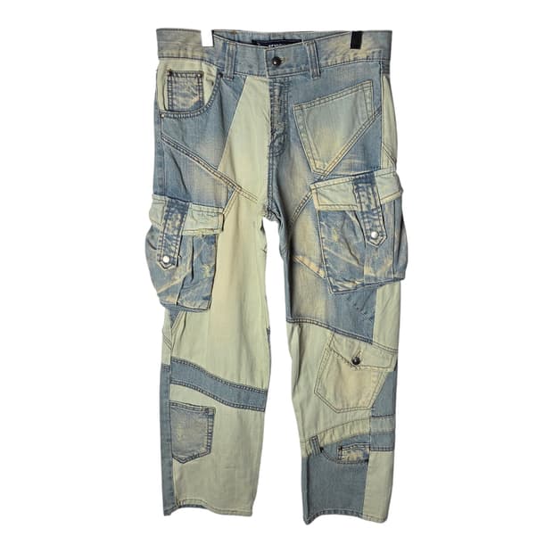 [Kesson] y2k 패치워크 데님 카고팬츠