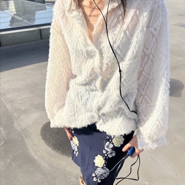 White Sheer Shirt 화이트 쉬어 셔츠