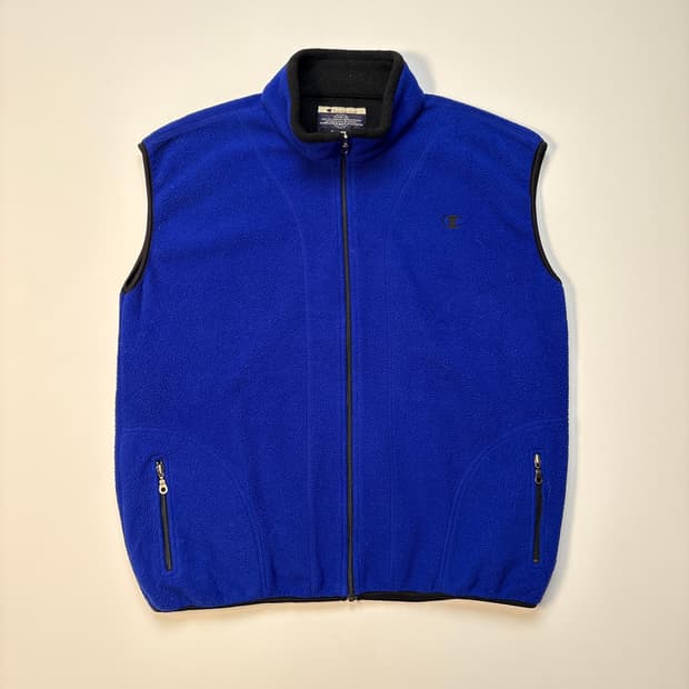 90-00s 챔피온 오션블루 플리츠 베스트