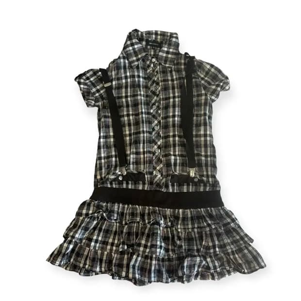 punk y2k 글리터 체크 미니원피스 