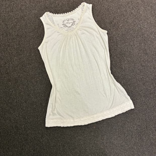 M)Japanese vintage 여성 레이스 디테일 슬리브리스