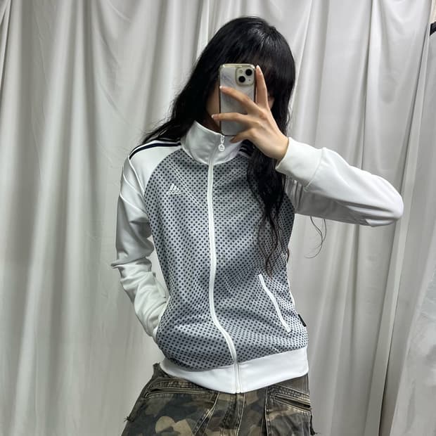 Adidas white dot pattern jersey