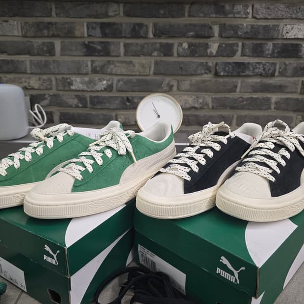 새상품 푸마 스웨이드 275 그린 검정 2개
