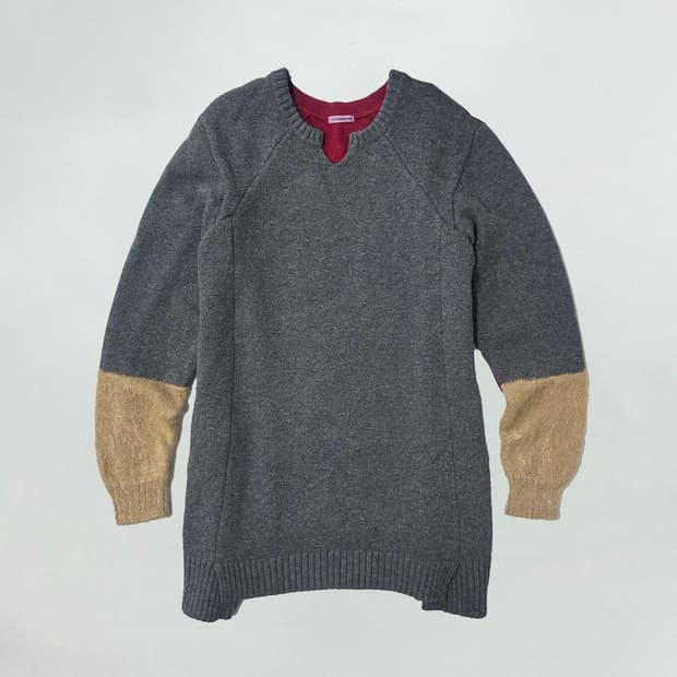 언더커버 울 모헤어 배색 디자인 니트 원피스