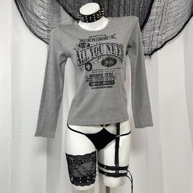 gray printing t-shirt