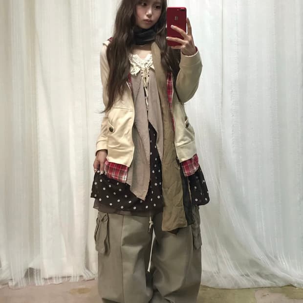 체리 초코 브라운 너드 모리 러힙 도트 코디세트