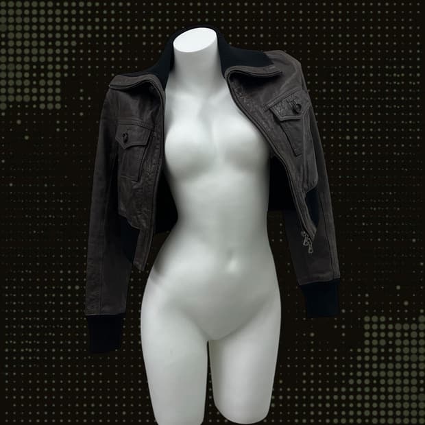 y2k brown 2-way leather jacket 