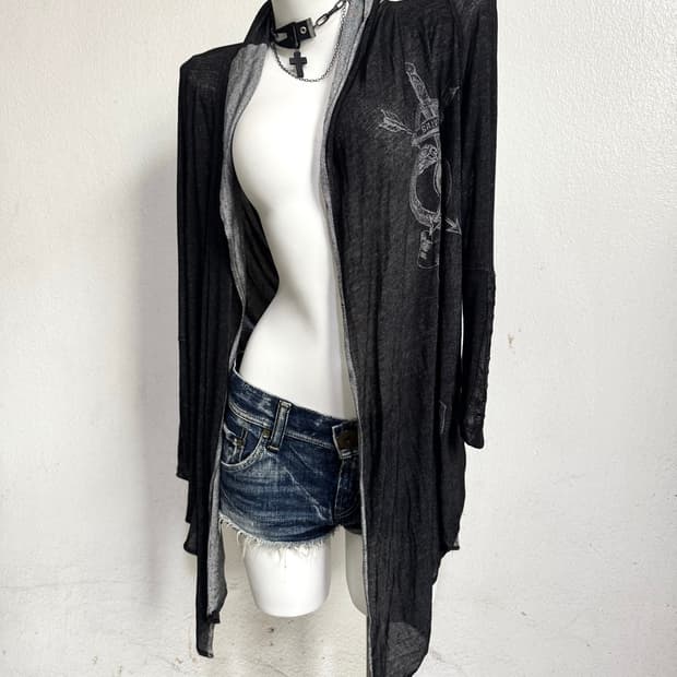 Salvage Back Eyelet Opened Cardigan