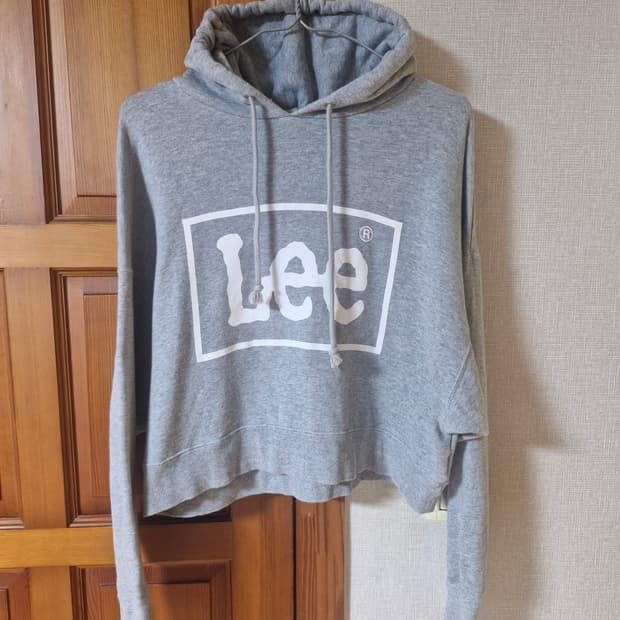 Lee 리 재팬 회색 크롭 후드티 Free
