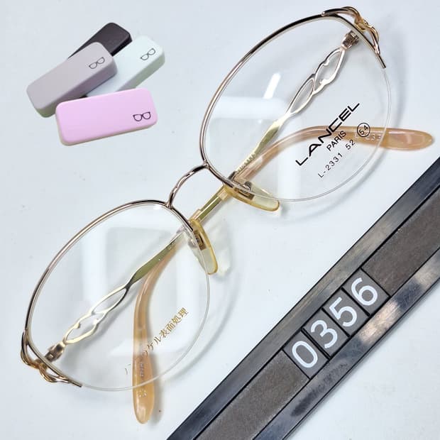 LANCEL PARIS L-2331 안경테 54mm 반무테 일본 빈티지