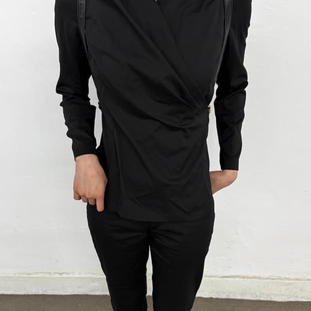 Black Back open drape blouse