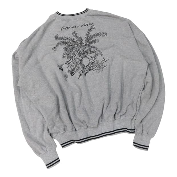 KANSAI MAN 칸사이맨 빈티지 백로고 그래픽 V넥 스웨트셔츠 (L)