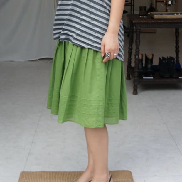 Green Pleated Skirt