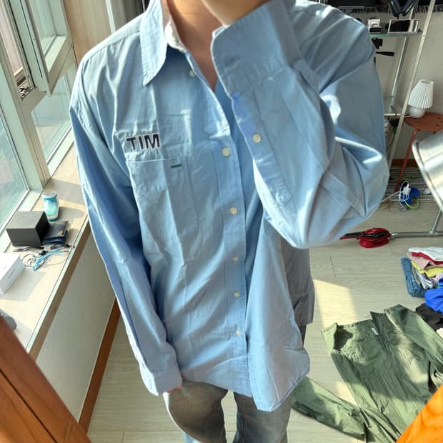 타미힐피거 체크 로고 셔츠