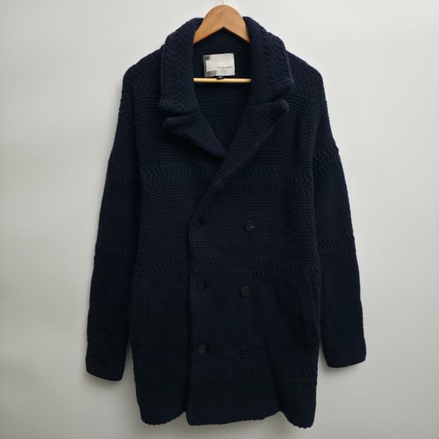 [XXL] 우영미 솔리드옴므 네이비 니트 코트