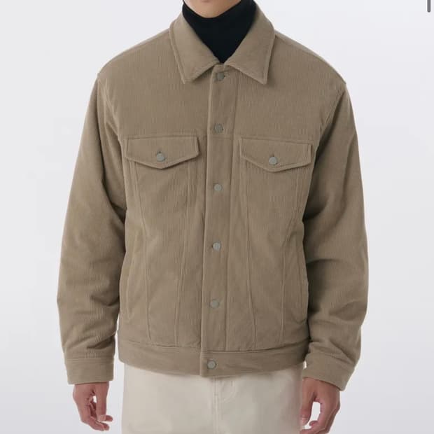 [M] 무탠다드 코듀로이 오버사이즈 패딩 트러커 재킷 베이지