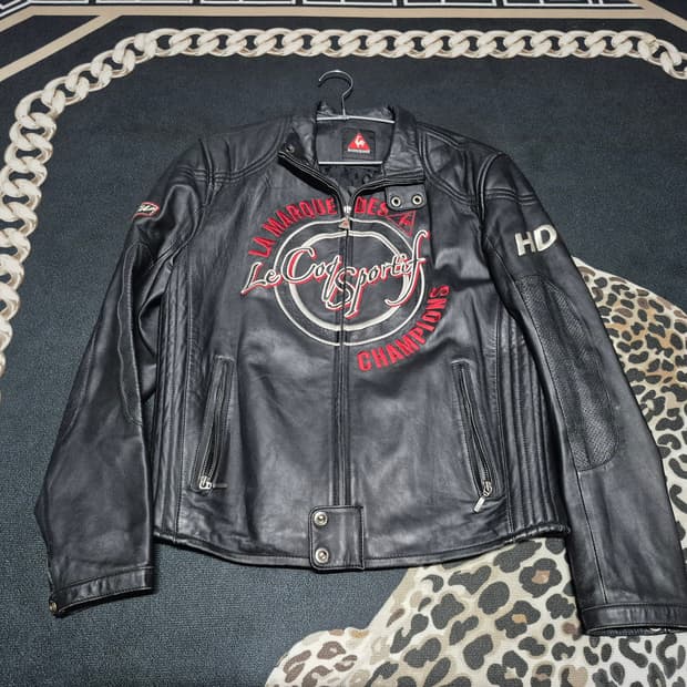 (희귀)르꼬끄 스포르티브 X 푸조 램스킨 레더 가죽 레이싱 자켓 L