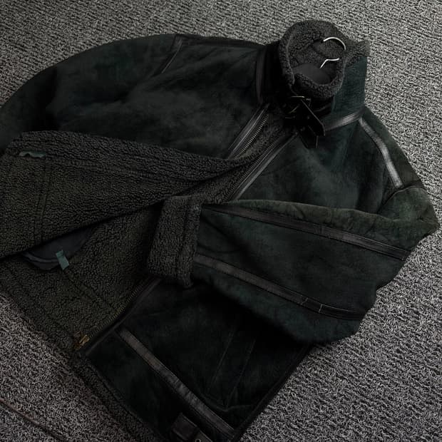 빈티지 양가죽 레더 스웨이드 무스탕 블랙 1416