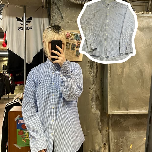 폴로 랄프로렌 체크 셔츠 블루 L #csz2016