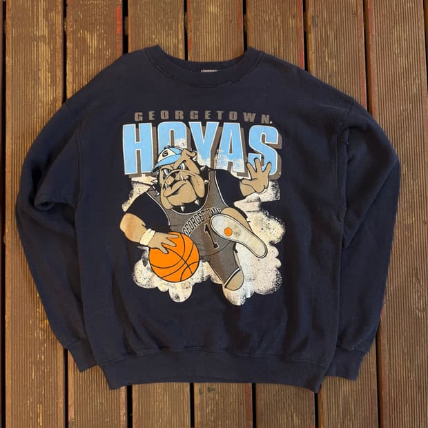 조지타운 호야스 농구 빈티지 맨투맨 네이비