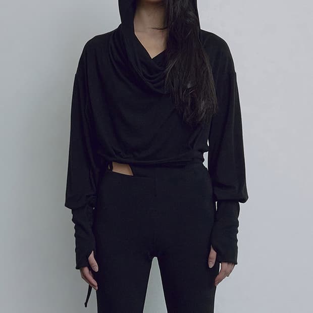 보헤미안서울 카울 넥 후드 블랙