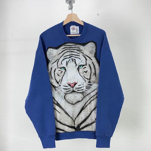 아이얼 마피아 블루 화이트 타이거 이매진 스털링 스웻 셔츠