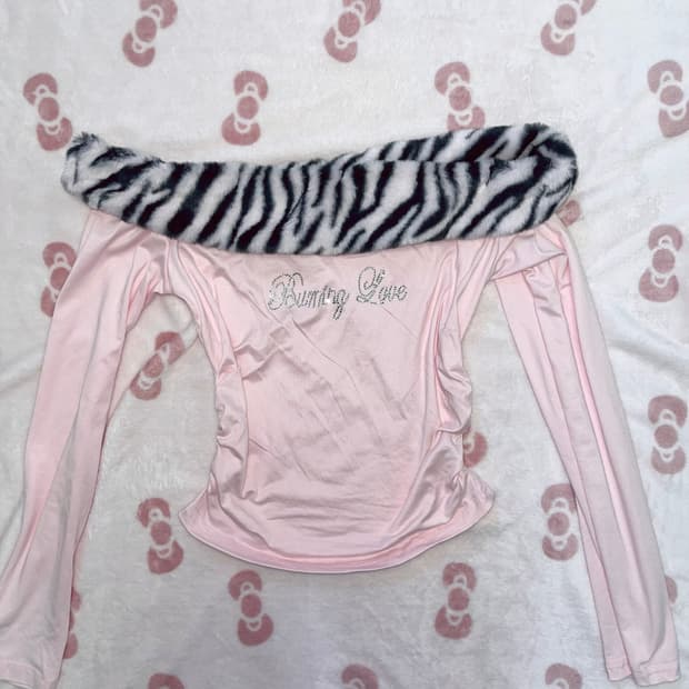 갸루 레오파드 호피 퍼 연핑크 오프숄더