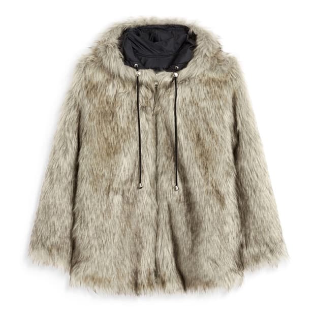 OPEN YY REVERSIBLE FAUX FUR HOOD JACKET