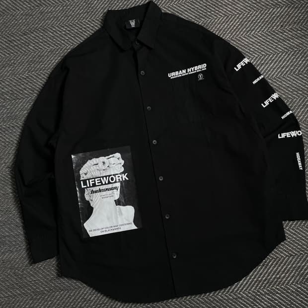 라이프워크 빅로고 프린팅 박시핏 셔츠y 3989