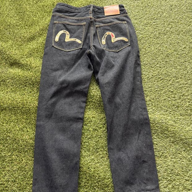 일본 일판 에비수 흑청 데님진 청바지