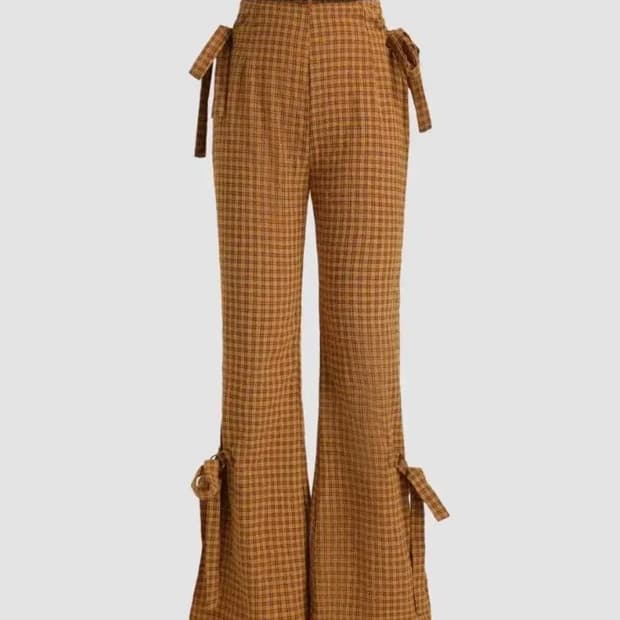 사이다 체크 플레어 리본 팬츠 S